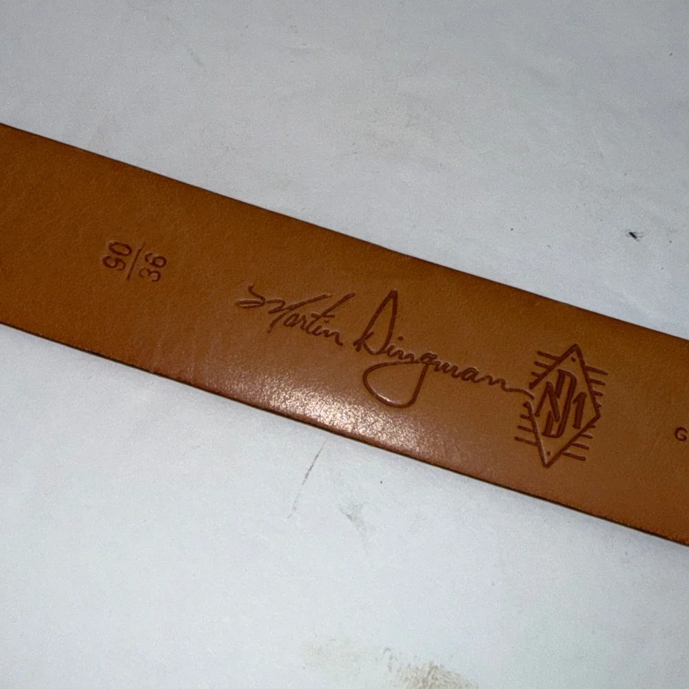 Martin Dingman Belt Mens 36 Brown Tumbled Glove Leather Hand Made 10077